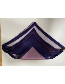 Purple block wide trim silk handrolled pocket square 17"x17"